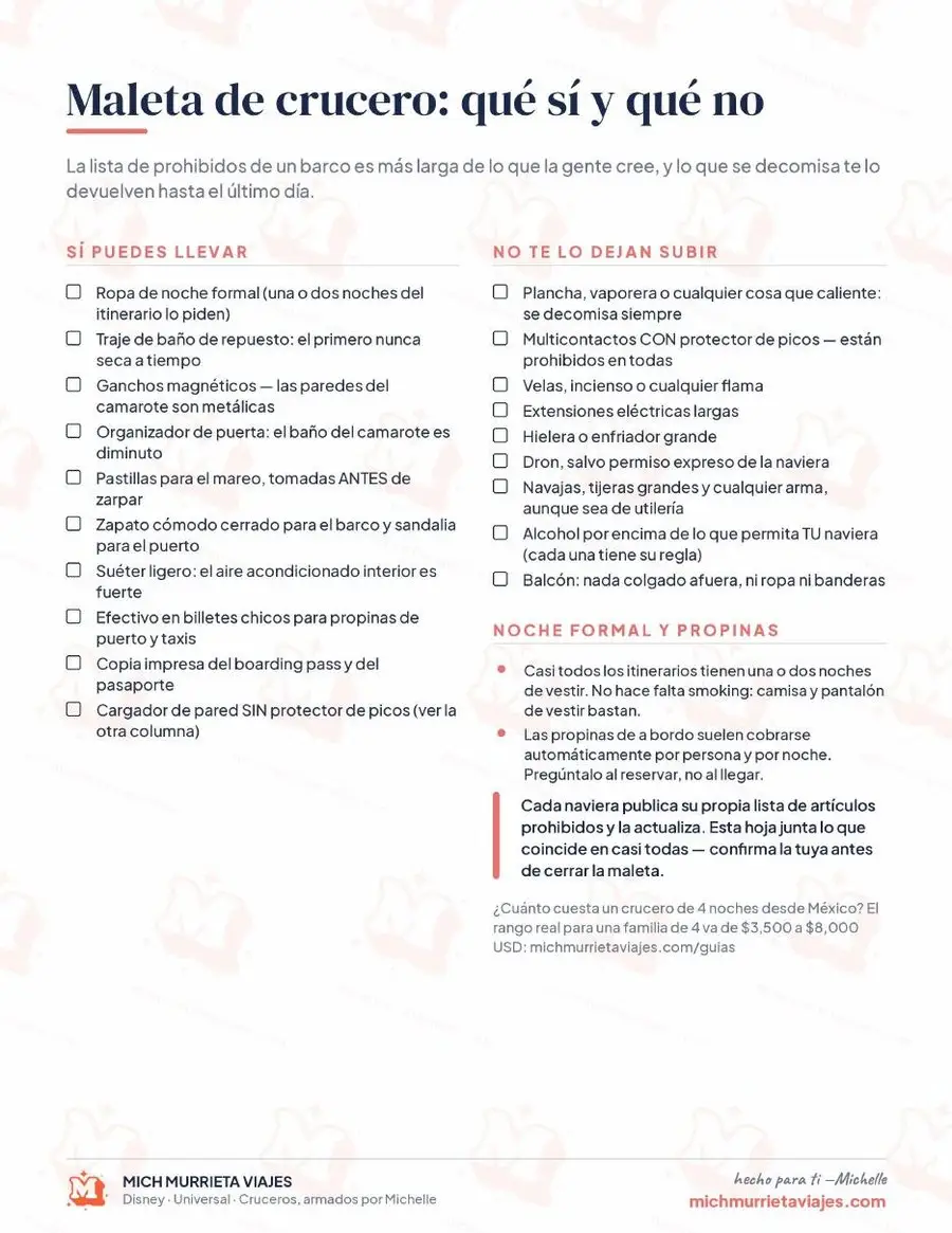 Vista previa de Maleta de crucero: qué sí y qué no