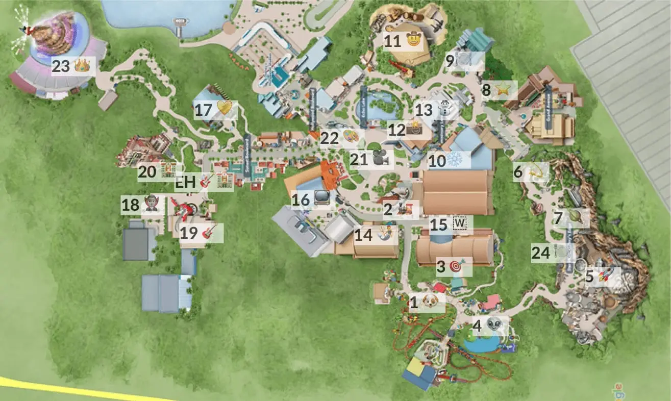 Mapa ilustrado de Hollywood Studios