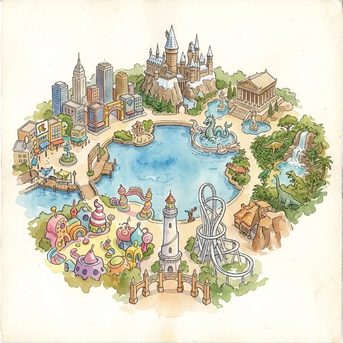 Mapa ilustrado de Islands of Adventure