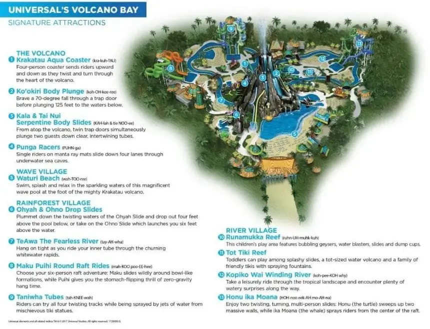 Mapa ilustrado de Universal's Volcano Bay